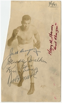 Multi-Signed Jack Dempsey Photo Signed By Dempsey, Strong, Walter (PSA/DNA)